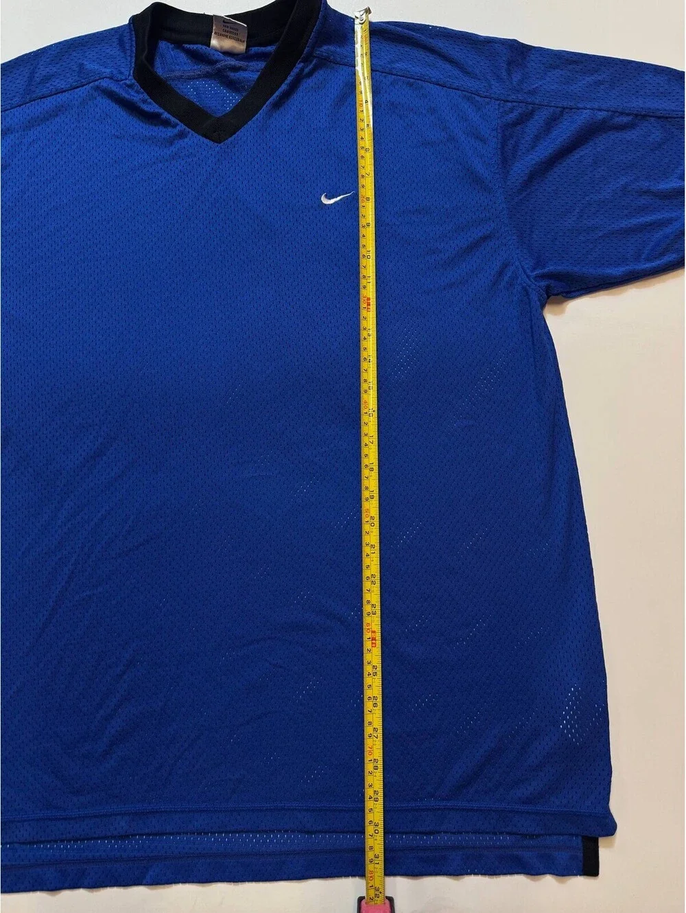 Nike Men's Size L Blue Mesh V-Neck Short Sleeve Athletic Pullover Taiwan T-Shirt